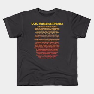 All 62 National Parks Shirt List Yellowstone Yosemite Kids T-Shirt
